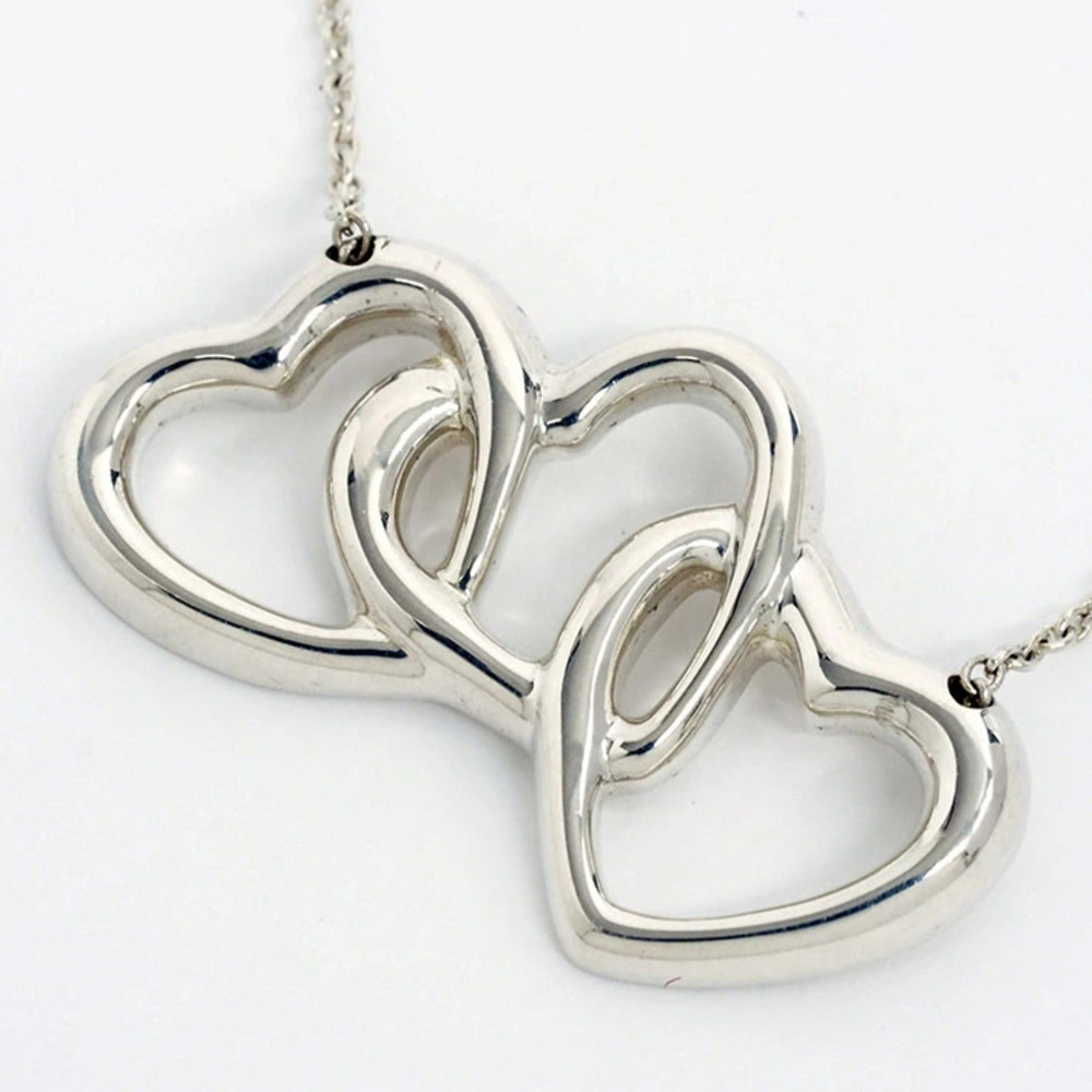 Tiffany Triple Heart Pendant Necklace Silver